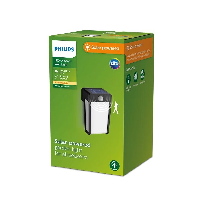 Philips - LED Solárne nástenné svietidlo so senzorom SHROUD LED/2,3W/3,7V IP44