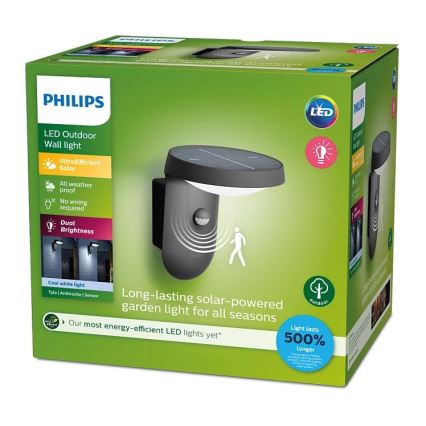 Philips - LED Solárne nástenné svietidlo so senzorom pohybu a súmraku LED/1,2W/4V 1800 mAh 4000K IP44