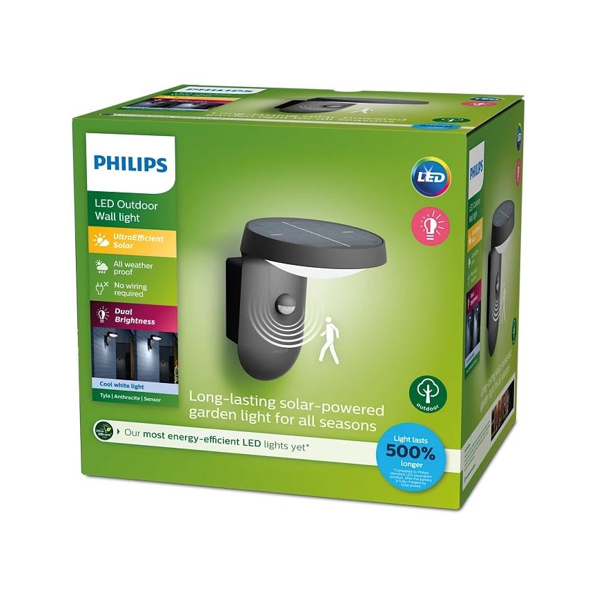 Philips - LED Solárne nástenné svietidlo so senzorom pohybu a súmraku LED/1,2W/4V 1800 mAh 4000K IP44