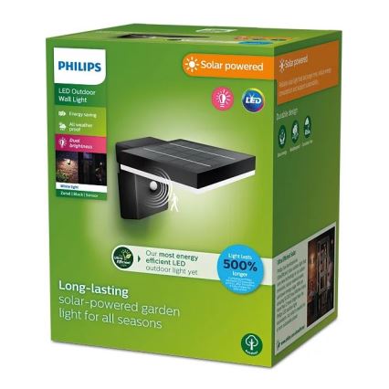 Philips - LED Solárne nástenné svietidlo so senzorom ZONAL LED/1,3W/3,7V IP44