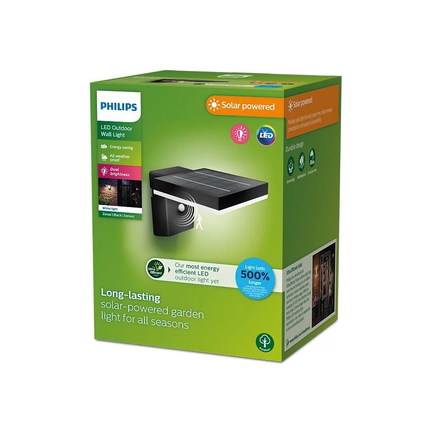 Philips - LED Solárne nástenné svietidlo so senzorom ZONAL LED/1,3W/3,7V IP44
