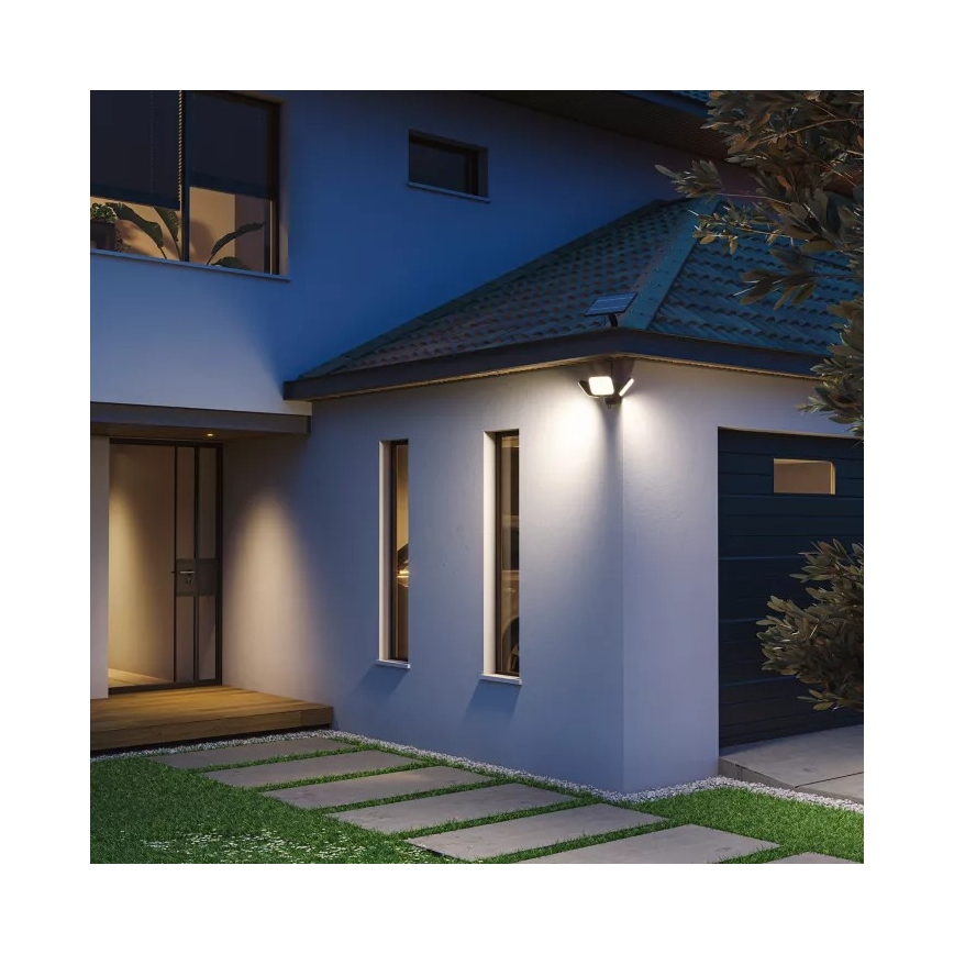 Philips - LED solárne nástenné svietidlo so senzorom ZYREN LED/24,5W/3,7V 2600 mAh 5000K IP65 čierne