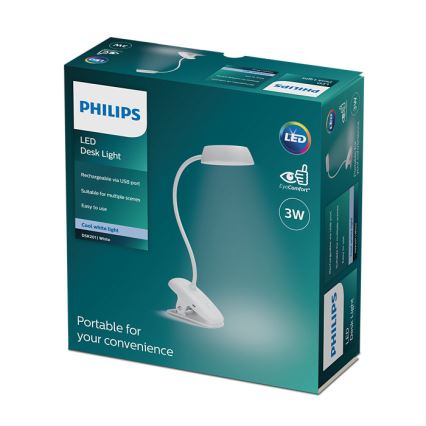 Philips - LED Stmievateľná lampa s klipom DONUTCLIP LED/3W/5V CRI 90 biela