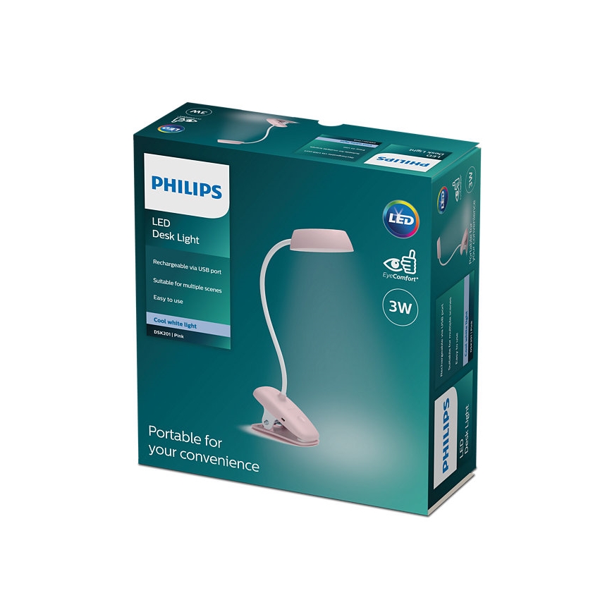 Philips - LED Stmievateľná lampa s klipom DONUTCLIP LED/3W/5V CRI 90 růžová