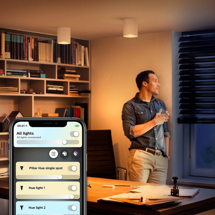 Philips - LED Stmievateľné bodové svietidlo Hue PILLAR 1xGU10/4,2W/230V 2200-6500K + diaľkové ovládanie biela