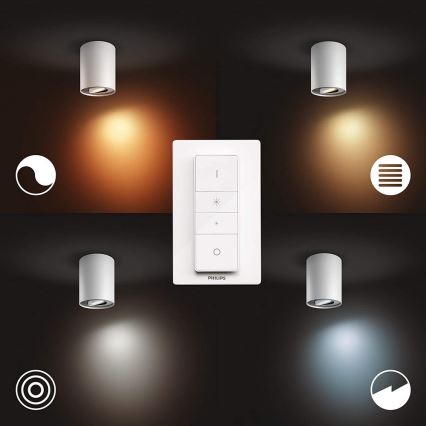 Philips - LED Stmievateľné bodové svietidlo Hue PILLAR 1xGU10/4,2W/230V 2200-6500K + diaľkové ovládanie biela