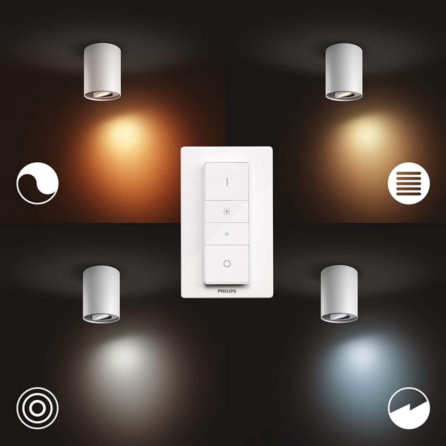 Philips - LED Stmievateľné bodové svietidlo Hue PILLAR 1xGU10/4,2W/230V 2200-6500K + diaľkové ovládanie biela