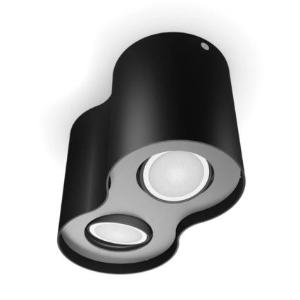 Philips - LED Stmievateľné bodové svietidlo Hue PILLAR 2xGU10/4,2W/230V 2200-6500K + diaľkové ovládanie čierna