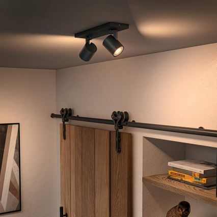 Philips - LED Stmievateľné bodové svietidlo Hue RUNNER 2xGU10/4,2W/230V 2200-6500K + diaľkové ovládanie čierna