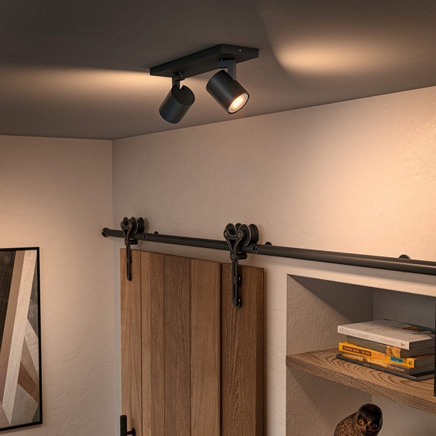 Philips - LED Stmievateľné bodové svietidlo Hue RUNNER 2xGU10/4,2W/230V 2200-6500K + diaľkové ovládanie čierna