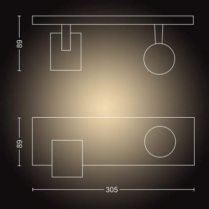 Philips - LED Stmievateľné bodové svietidlo Hue RUNNER 2xGU10/4,2W/230V 2200-6500K + diaľkové ovládanie čierna