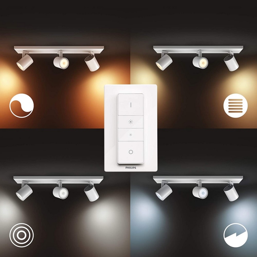 Philips - LED Stmievateľné bodové svietidlo Hue RUNNER 3xGU10/4,2W/230V 2200-6500K + diaľkové ovládanie biela