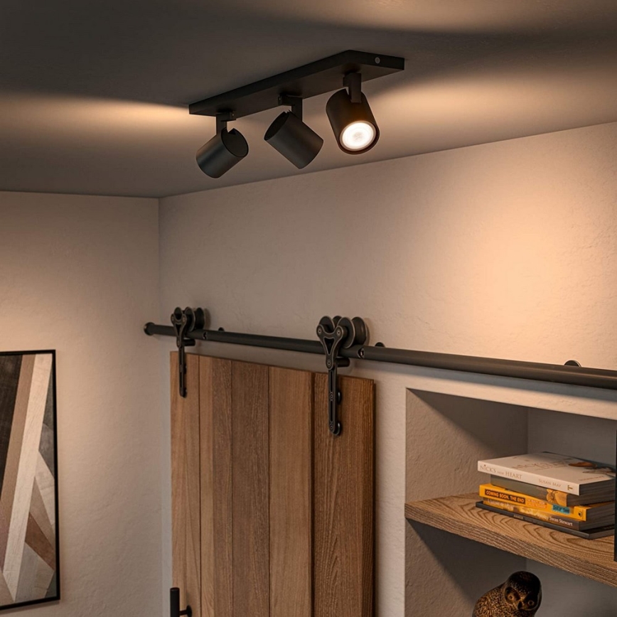 Philips - LED Stmievateľné bodové svietidlo Hue RUNNER 3xGU10/4,2W/230V 2200-6500K + diaľkové ovládanie čierna