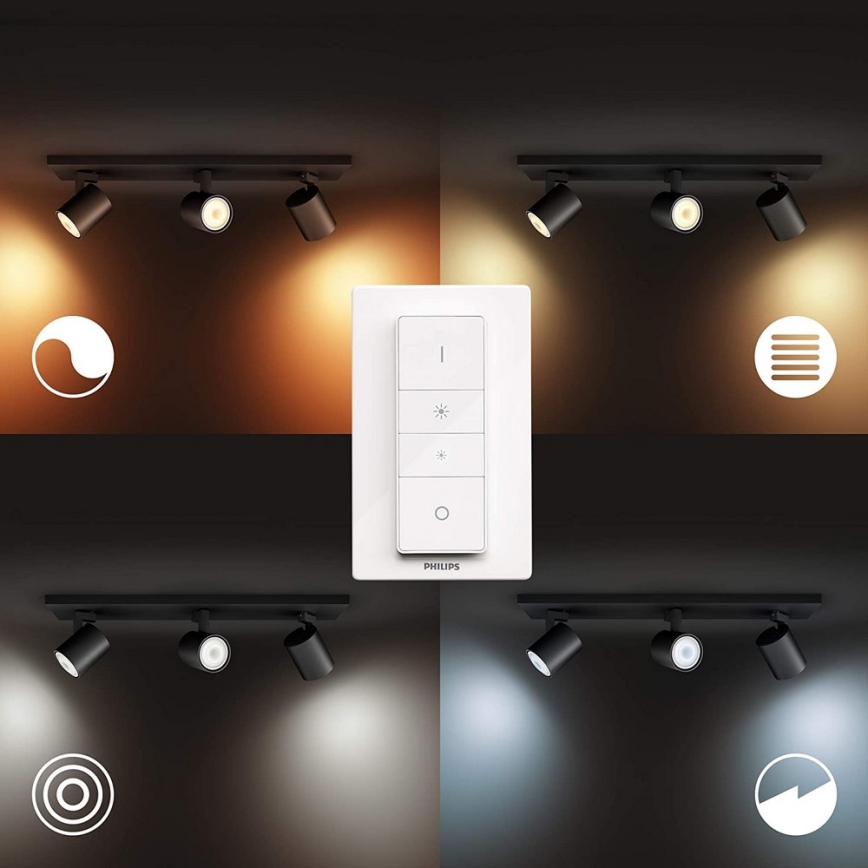 Philips - LED Stmievateľné bodové svietidlo Hue RUNNER 3xGU10/4,2W/230V 2200-6500K + diaľkové ovládanie čierna