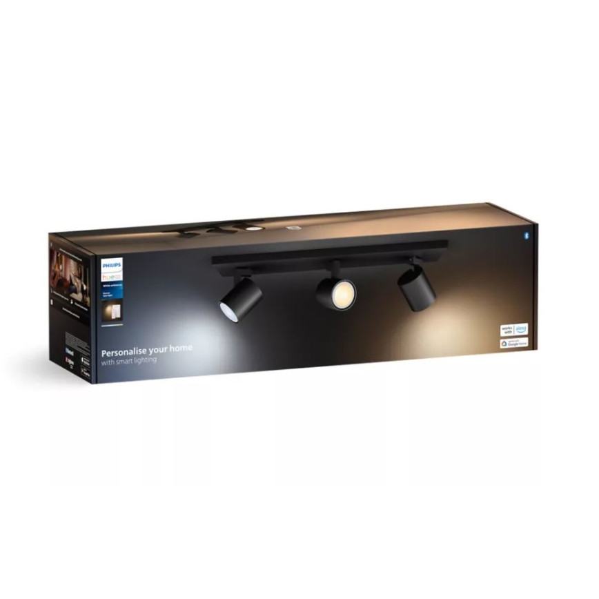 Philips - LED Stmievateľné bodové svietidlo Hue RUNNER 3xGU10/4,2W/230V 2200-6500K + diaľkové ovládanie čierna