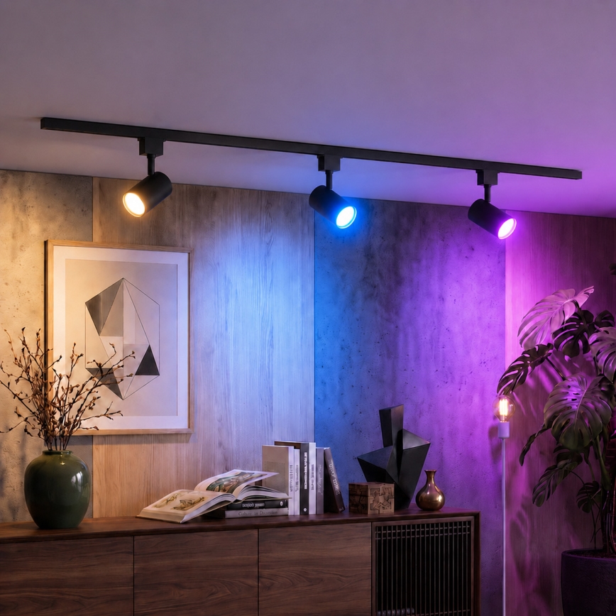 Philips - stmievateľné LED RGBW bodové svietidlo v lištovom systéme EASYLINK HUE 3xGU10/4,7W/230V 2200-6500K 1m čierne