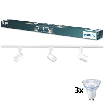 Philips - LED stmievateľné bodové svietidlo v lištovom systéme EASYLINK 3xGU10/6,2W/230V 2200-2700K 1m biela