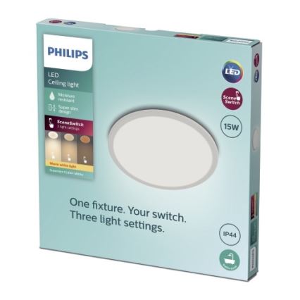 Philips - LED Stmievateľné kúpeľňové stropné svietidlo SCENE SWITCH LED/15W/230V IP44 2700K