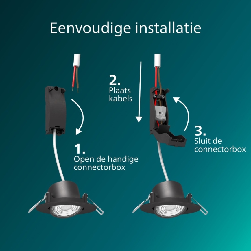 Philips - stmievateľné zapustené LED svietidlo CILANTRO, 5 W, 230 V, 4000 K, čierne
