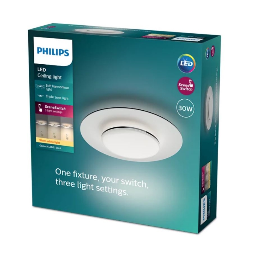 Philips- LED Stmievateľné stropné svietidlo SCENE SWITCH LED/30W/230V 2700K čierna
