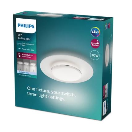 Philips- LED Stmievateľné stropné svietidlo SCENE SWITCH LED/30W/230V 4000K strieborná