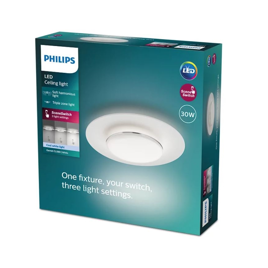 Philips- LED Stmievateľné stropné svietidlo SCENE SWITCH LED/30W/230V 4000K strieborná