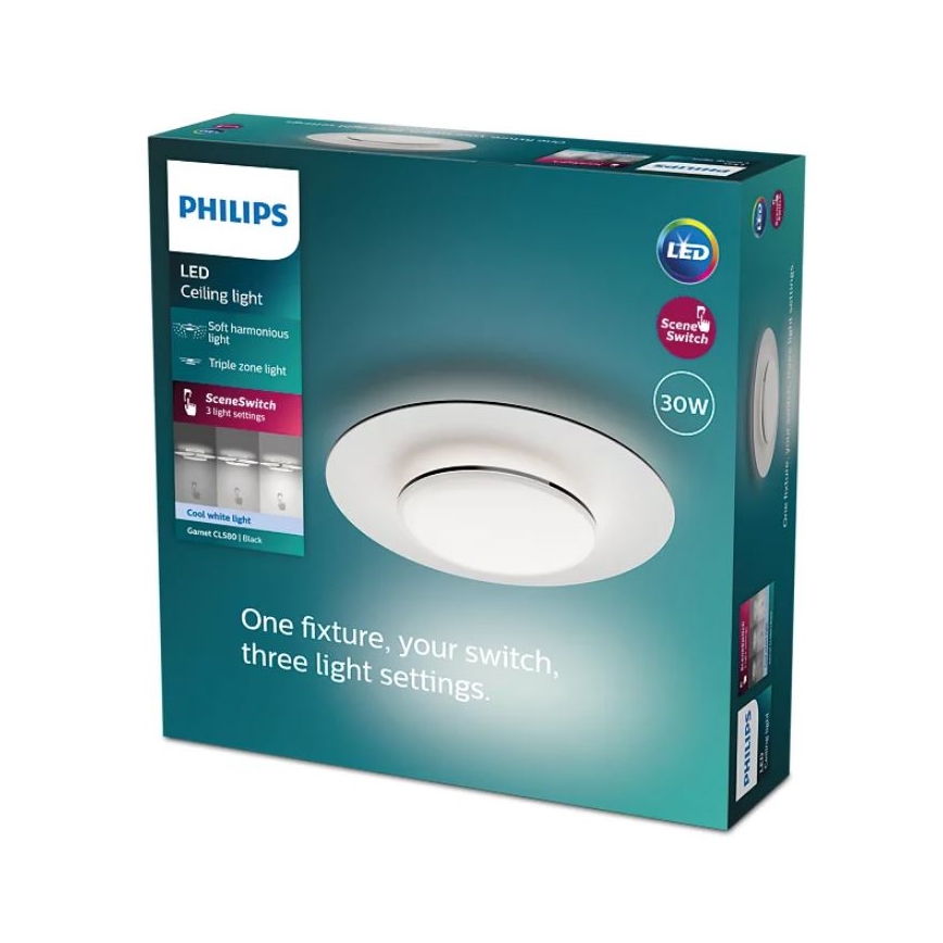 Philips- LED Stmievateľné stropné svietidlo SCENE SWITCH LED/30W/230V 4000K čierna