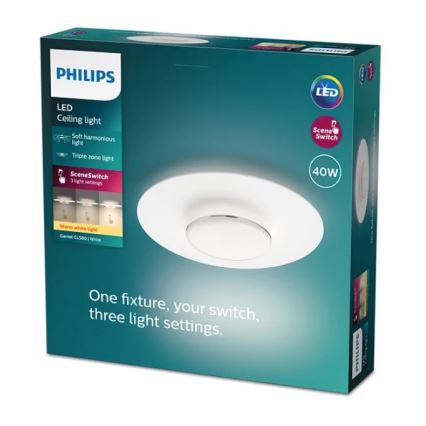 Philips- LED Stmievateľné stropné svietidlo SCENE SWITCH LED/40W/230V 2700K strieborná