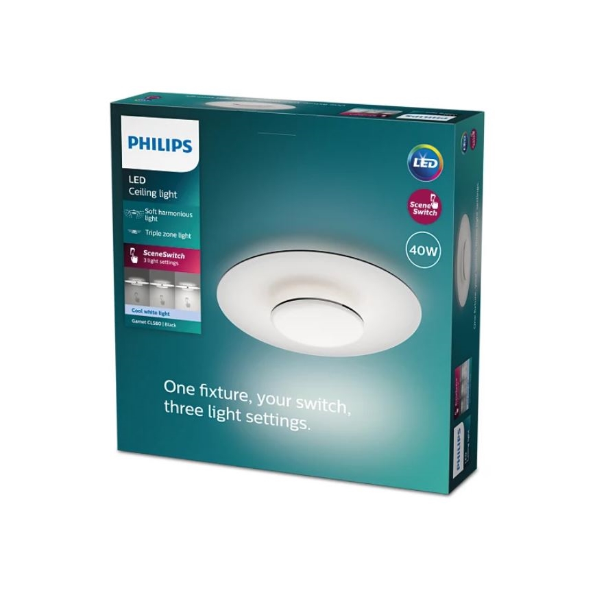 Philips- LED Stmievateľné stropné svietidlo SCENE SWITCH LED/40W/230V 4000K čierna