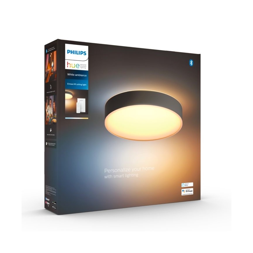 Philips - LED Stmievateľné stropné svietidlo Hue LED/19,2W/230V 2200-6500K pr. 381 mm čierna + diaľkové ovládanie