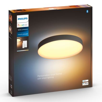 Philips - LED Stmievateľné stropné svietidlo Hue LED/48W/230V 2200-6500K pr. 551 mm čierna + diaľkové ovládanie