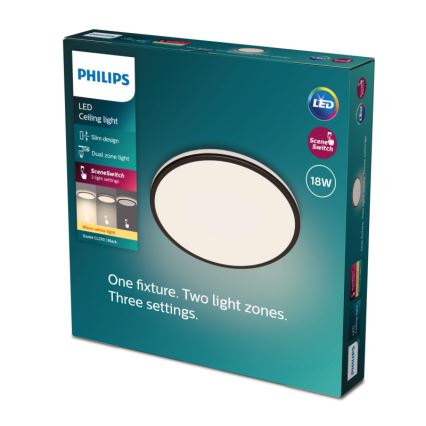 Philips - LED Stmievateľné stropné svietidlo SCENE SWITCH LED/18W/230V pr. 30 cm 2700K čierna