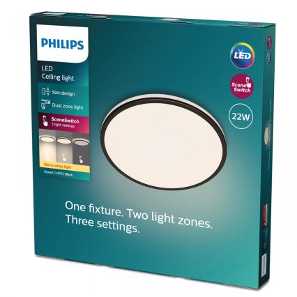 Philips - LED Stmievateľné stropné svietidlo SCENE SWITCH LED/22W/230V pr. 40 cm 2700K čierna