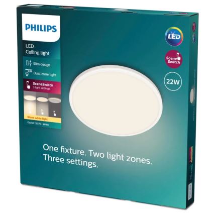 Philips - LED Stmievateľné stropné svietidlo SCENE SWITCH LED/22W/230V pr. 40 cm 2700K biela