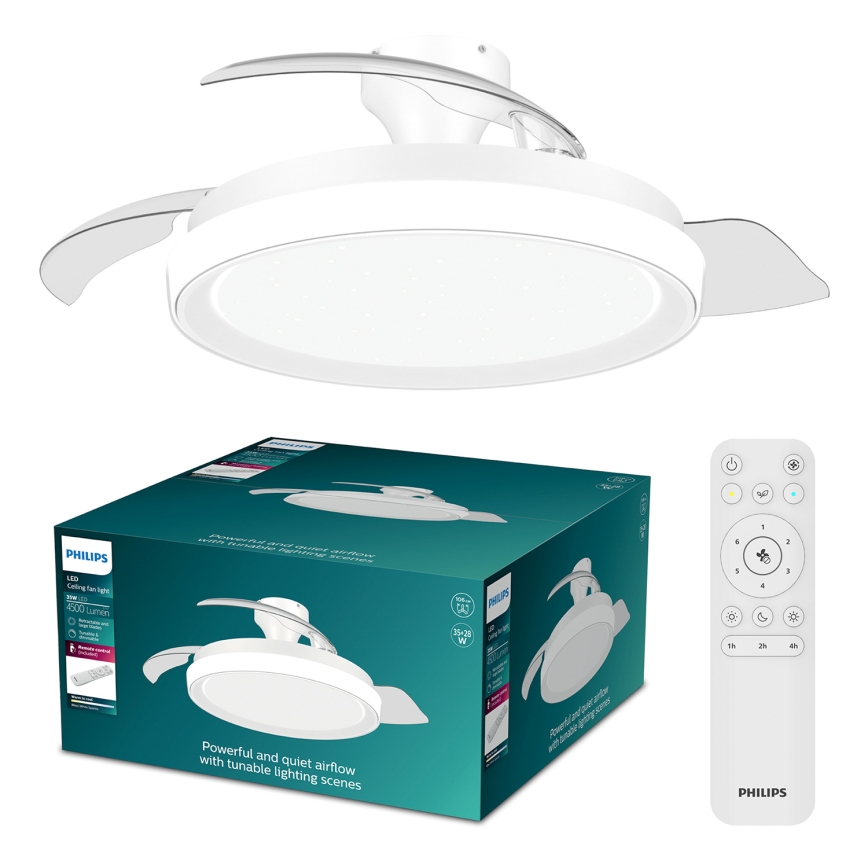 Philips - Stmievateľné LED stropné svietidlo s ventilátorom BLISS LED/35W/230V biela + diaľkové ovládanie