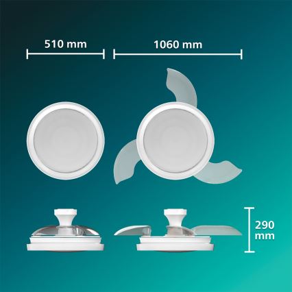 Philips - Stmievateľné LED stropné svietidlo s ventilátorom BLISS LED/35W/230V biela + diaľkové ovládanie