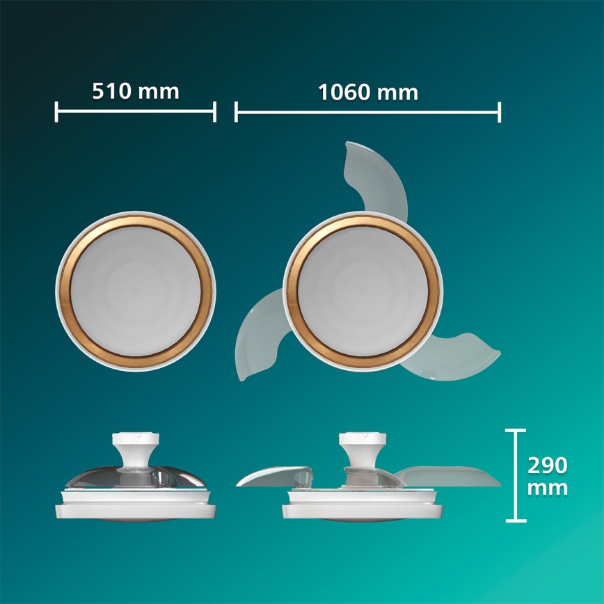 Philips - LED Stmievateľné stropné svietidlo s ventilátorom BLISS LED/35W/230V zlaté + diaľkové ovládanie