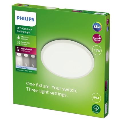 Philips - LED Stmievateľné vonkajšie svietidlo SUPERSLIM SCENE SWITCH LED/15W/230V IP54 biela