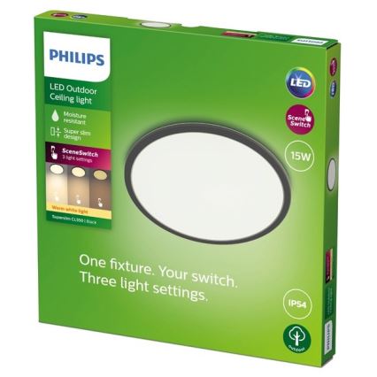 Philips - LED Stmievateľné vonkajšie svietidlo SUPERSLIM SCENE SWITCH LED/15W/230V IP54 čierna