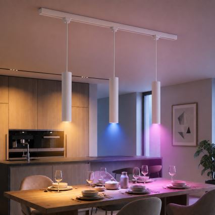 Philips - LED RGBW stmievateľný luster na lane pre lištový systém EASYLINK HUE 3xGU10/4,7W/230V 2200-6500K 1m biela