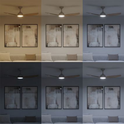 Philips - LED stmievateľný stropný ventilátor OLAS LED/24W/230V priemer 132 cm biela/hnedá + diaľkové ovládanie