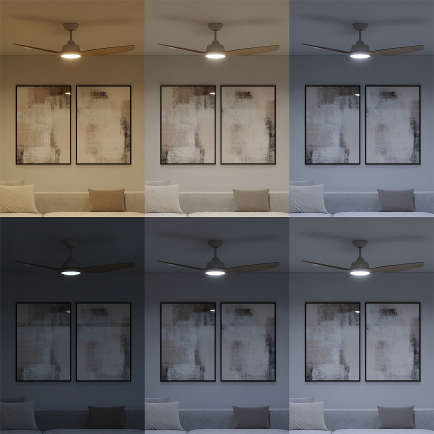 Philips - LED stmievateľný stropný ventilátor OLAS LED/24W/230V priemer 132 cm biela/hnedá + diaľkové ovládanie