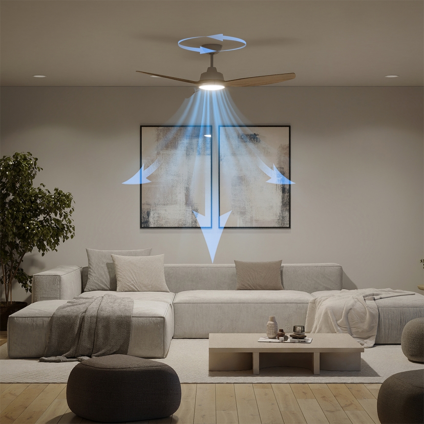 Philips - LED stmievateľný stropný ventilátor OLAS LED/24W/230V priemer 132 cm biela/hnedá + diaľkové ovládanie