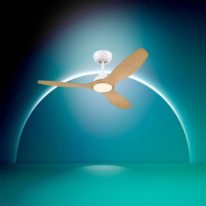 Philips - LED stmievateľný stropný ventilátor OLAS LED/24W/230V priemer 132 cm biela/hnedá + diaľkové ovládanie