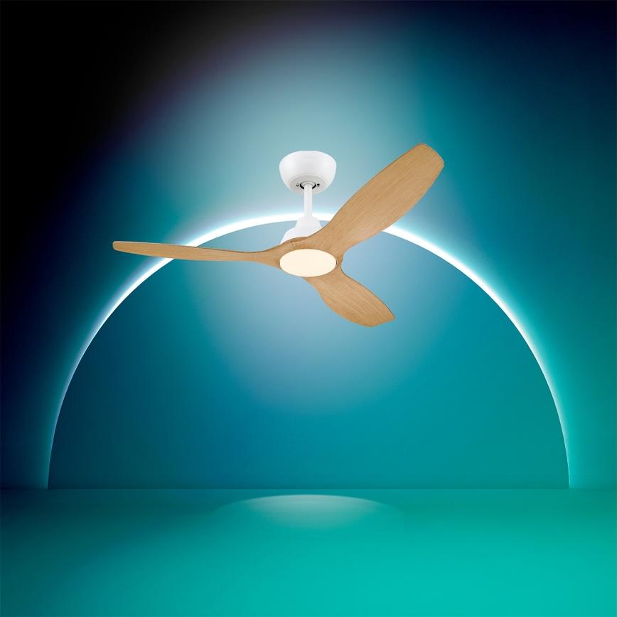 Philips - LED stmievateľný stropný ventilátor OLAS LED/24W/230V priemer 132 cm biela/hnedá + diaľkové ovládanie