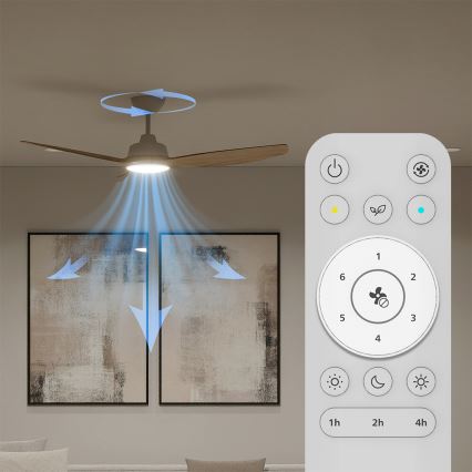 Philips - LED stmievateľný stropný ventilátor OLAS LED/24W/230V priemer 132 cm biela/hnedá + diaľkové ovládanie