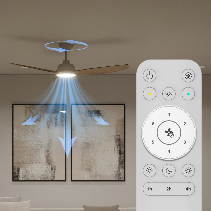 Philips - LED stmievateľný stropný ventilátor OLAS LED/24W/230V priemer 132 cm biela/hnedá + diaľkové ovládanie