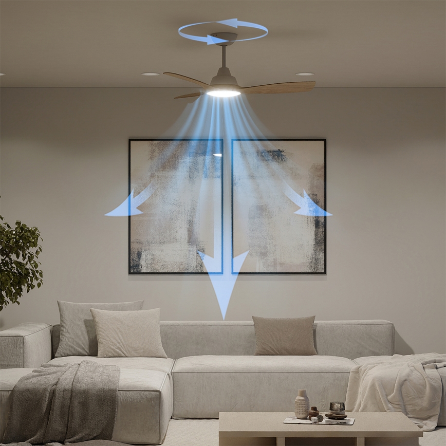 Philips - LED stmievateľný stropný ventilátor OLAS LED/24W/230V pr. 106 cm biela/hnedá + diaľkové ovládanie