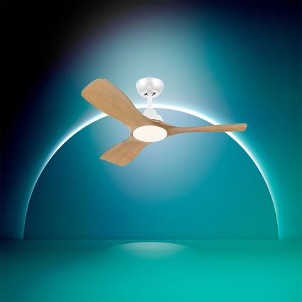 Philips - LED stmievateľný stropný ventilátor OLAS LED/24W/230V pr. 106 cm biela/hnedá + diaľkové ovládanie