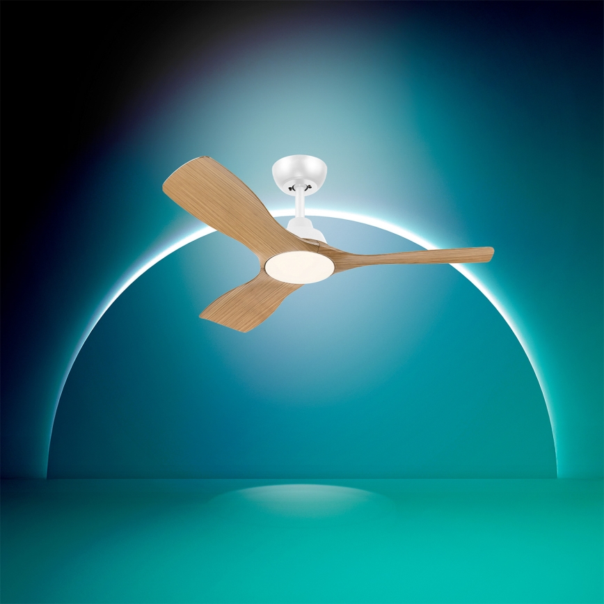 Philips - LED stmievateľný stropný ventilátor OLAS LED/24W/230V pr. 106 cm biela/hnedá + diaľkové ovládanie